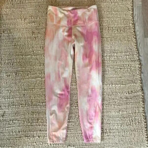 Old Navy pink and yellow tie dye athletic leggings